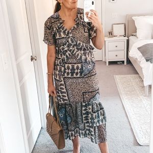 Blue ruffle midi dress